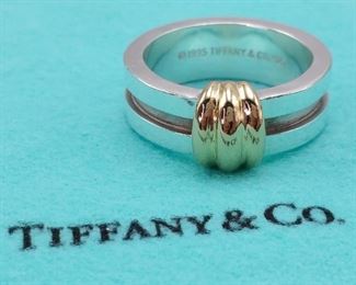 Tiffany and Co. Atlas Groove Band Ring in 18k Gold and Silver
