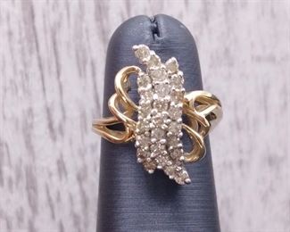 1/2 Carat Diamond Swirl Cluster Ring in Yellow Gold
