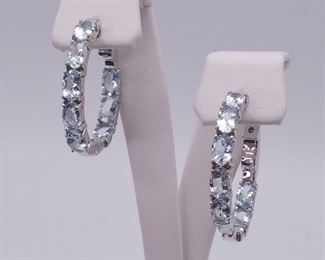 6.4 Carat Aquamarine Medium Sized Hoop Earrings
