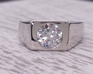 "Bella Moi" Engraved 3.79 Carat Moissanite Statement Ring
