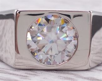 "Bella Moi" Engraved 3.79 Carat Moissanite Statement Ring

