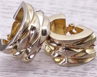 Solid Mid Century Modern Sterling Silver Clip On Earrings
