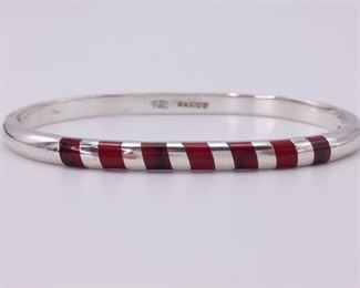 Striped Red Bloodstone Bangle Bracelet
