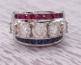 Triple Layer Gemstone Statement Ring
