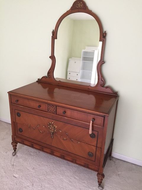 Antique dresser with detached mirror