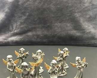 EUC Lot of 9 Camco Pewter Angels with Music                             S-90