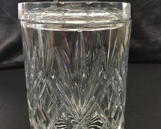 EUC Vintage Heavy Lead Crystal Biscuit Barrel Jar with Fan & Diamond Pattern                                                                S-85
