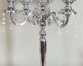 Stunning 26" 4 arm candelabra with crystals- silver finish