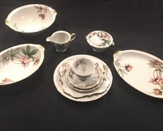 Wood Rose (F&B Japan) by Meito. Pink/Tan Flowers, Green Leaves. Pattern is Wood Rose by Meito 