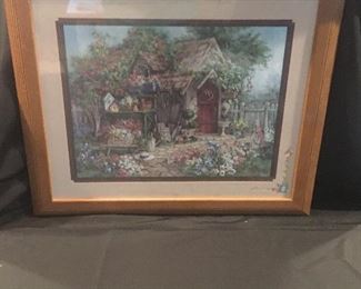 Barbara Mock Vintage Home Interior House In A Blooming Garden. Wooden Frame