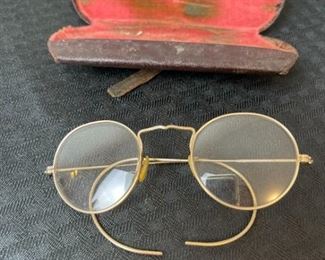Antique Gold Filled Reading Glasses and Case