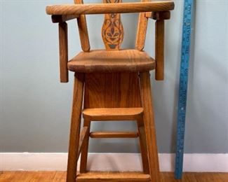Antique Wooden Childrens High Chair