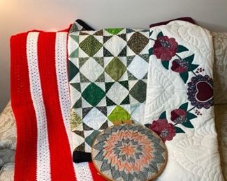 Lot of Quilted and Handmade Blankets