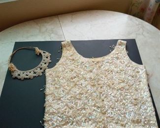 Ladies beaded party tank top with separate choker.