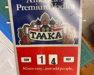 https://www.ebay.com/itm/114855448225 TM9406 TAAKA Vodka Metal Sign Calendar Buy-It-Now $19.99