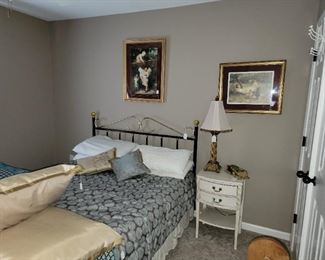 Queen metal bed with mattress 