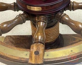 Vintage Ship Wheel Glass Topped Coffee Table