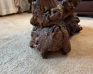 Large BURLWOOD Based Glass Topped Coffee Table