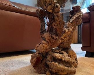 BURLWOOD Side Table with Glass Top