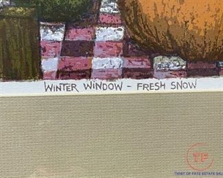 Limited Edition Signed Serigraph "Winter Window - Fresh Snow" by TOM BARTEK