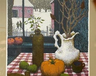 Limited Edition Signed Serigraph "Winter Window - Fresh Snow" by TOM BARTEK