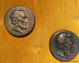 ABRAHAM LINCOLN Bronze Highway Mile Marker Medallions