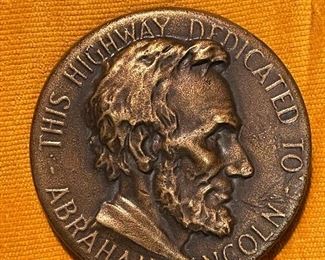 ABRAHAM LINCOLN Bronze Highway Mile Marker Medallions