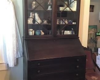 Drop Front Secretary with Glass Display Doors