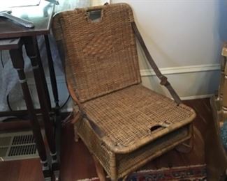 Antique wicker folding Canoe chair 