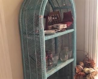 Blue Wicker Shelf