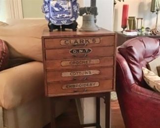 Antique Clark and Courts Thread Cabinet 