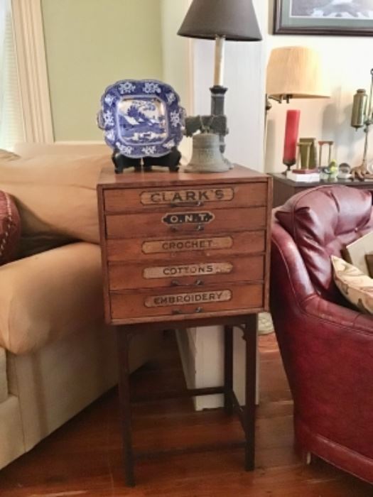 Antique Clark and Courts Thread Cabinet 