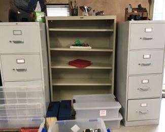 Metal file cabinets and shelving 