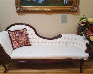 #3  Discount 25% OFF Discount - White Victorian Fainting Couch with tufted back.  Excellent condition, like new fabric.  $675 - new price $506.25