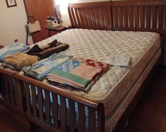 King Size Bed & Vintage Blankets