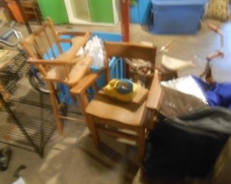 Children's chair and doll highchair