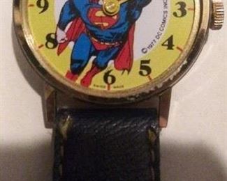 Superman watch face - Swiss-made - Dabbs & Co - 1977 DC Comics Inc (Needs a glass watch face)