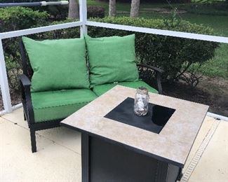 Outdoor couch and fire pit