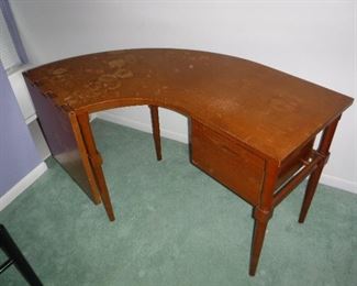 Antique curved desk with a drop-leaf