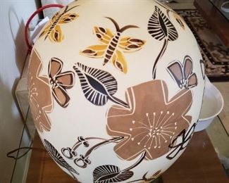 Super MCM Etched  and Hand Painted Lamp signed SUNSET COSCO