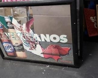 Framed Miller Lite MGD Mexicanos Framed Mirror $85