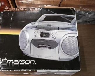 Vintage NOS Old School Boom Box Emerson Portable Radio CD Player with Cassette Recorder (PD6548SL) NOS $65