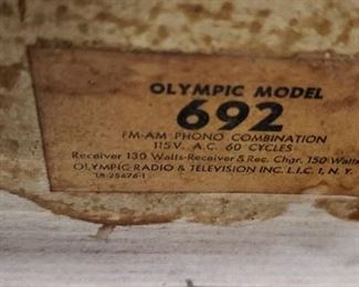 Olympic Model #692 MCM High Fidelity Stereophonic Am Fm Phono Combo Console Cabinet Call