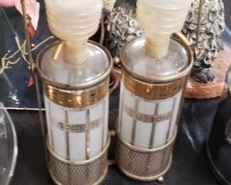Vintage MCM Fred Press Double Scotch & Bourbon Decanters with Caddy $50 