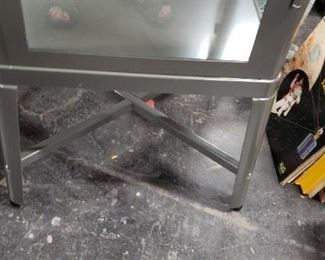 Ikea Industrial Gray Metal & Glass Display Case with Glass Shelves & Key 19.5"W x 16" x 60"H $135