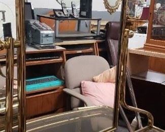 Vintage Brass & Glass Vanity Table With Mirror & Bench (2 available) $250 ea for choice