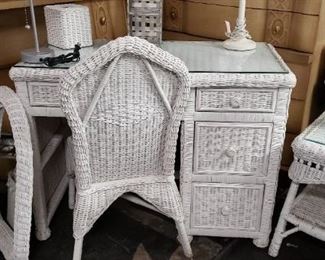 Assorted White Wicker pieces Bedroom Set & Accessories  sold by the piece   Call