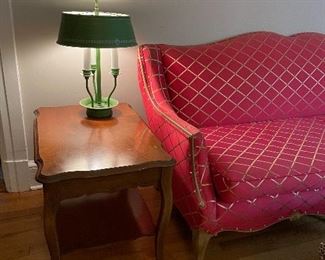 Pair of end tables and vintage lamp