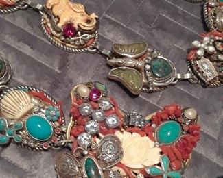 Designer belt made of repurposed costume jewelry