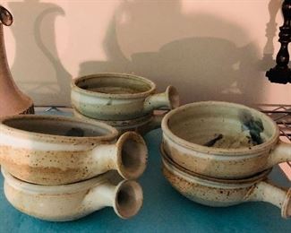 Pottery signed soup crocks